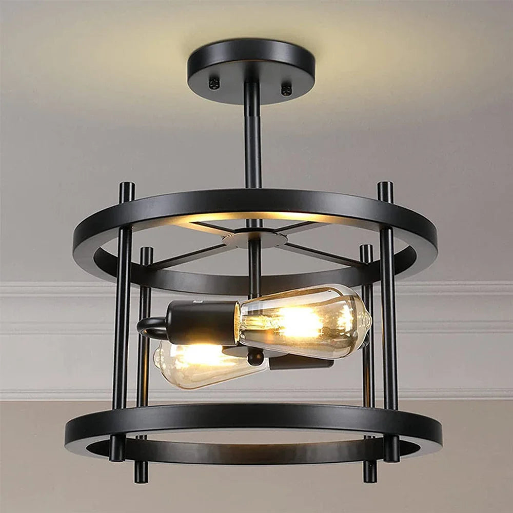 Plafonnier industriel rétro à deux lampes pour intérieur Ernest Quintette - Caractère Industriel & Décor Affirmé