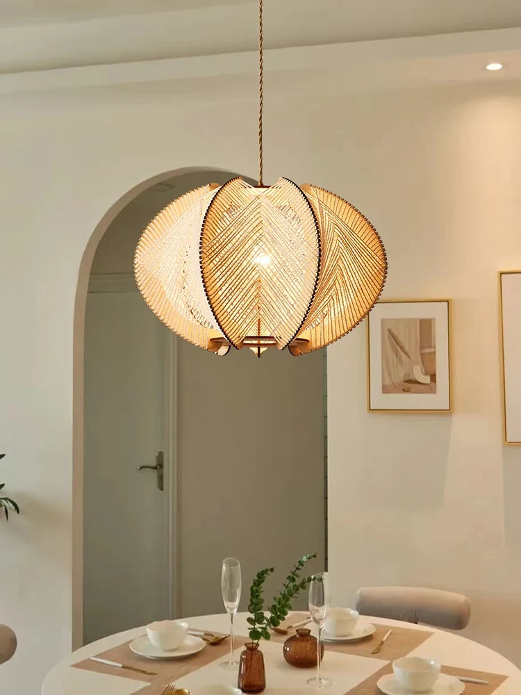 Lustre Naturel Flavie Sillage en Corde de Chanvre et Bois