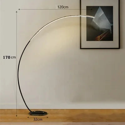 Lampadaire arc LED RVB nordique noir ou blanc avec commande à distance par application pour salon et salle à manger – Orélian Dune