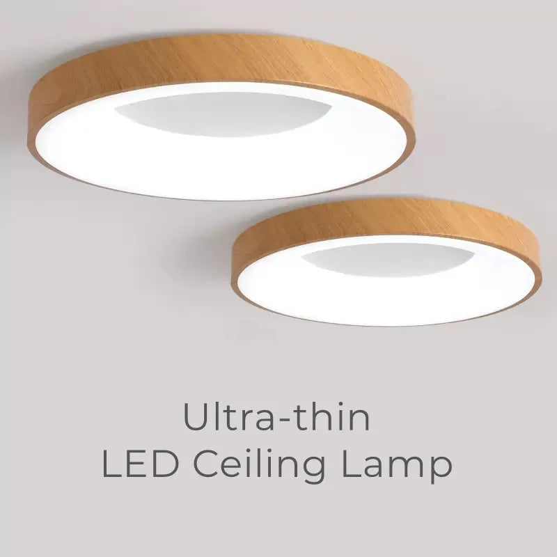 Plafonnier — LED rond Ultra-fin en Grain de bois