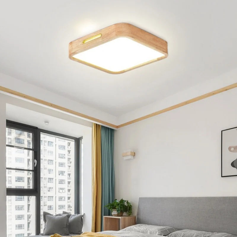 Plafonnier led moderne simple rond carré décoratif idéal Oscar Perspective en Bois - Une Touche Naturelle dans le Décor