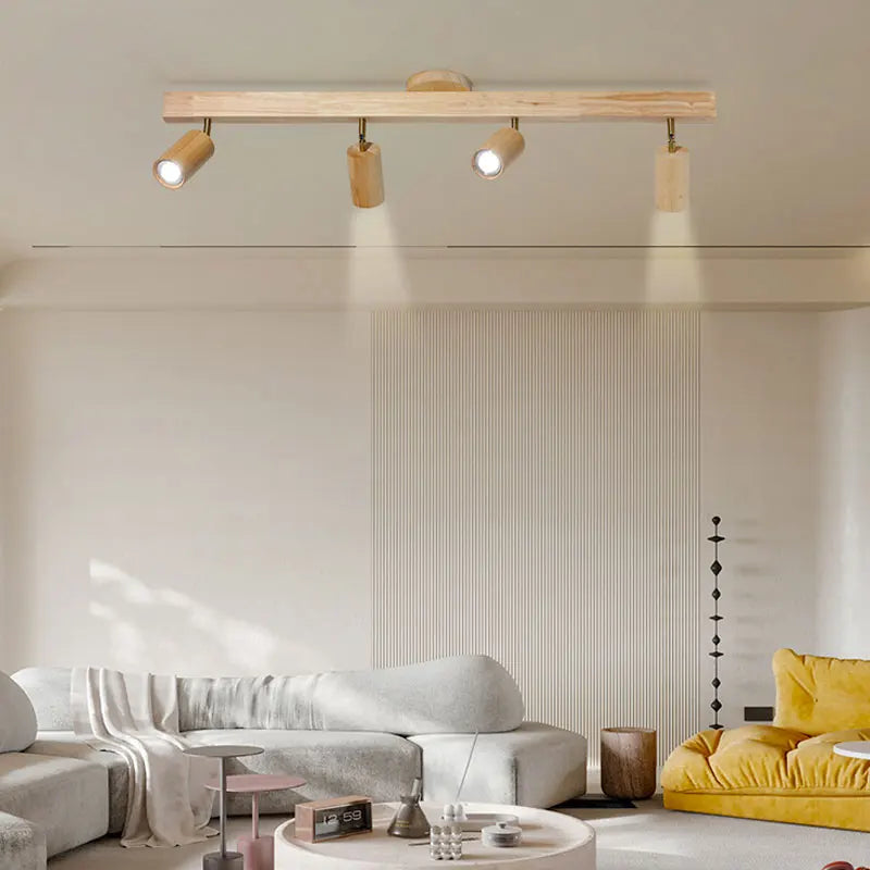 Plafonnier — LED moderne en bois pour allée chambre vestiaire toilette magasin couloir luminaire sur rail Long lustre avec projecteur