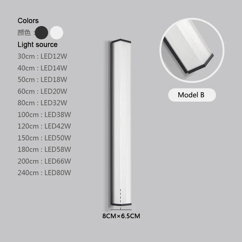 Applique murale — Acier inoxydable LED étanche longue applique murale moderne Ip65 éclairage extérieur jardin Villa balcon ligne lumière mur rondelle lumière 8