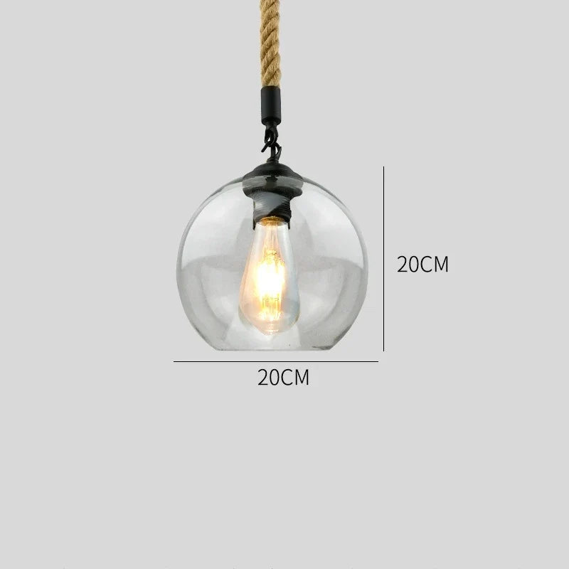 Suspension Naturelle Noémie Brume en Corde de Chanvre et Verre — D