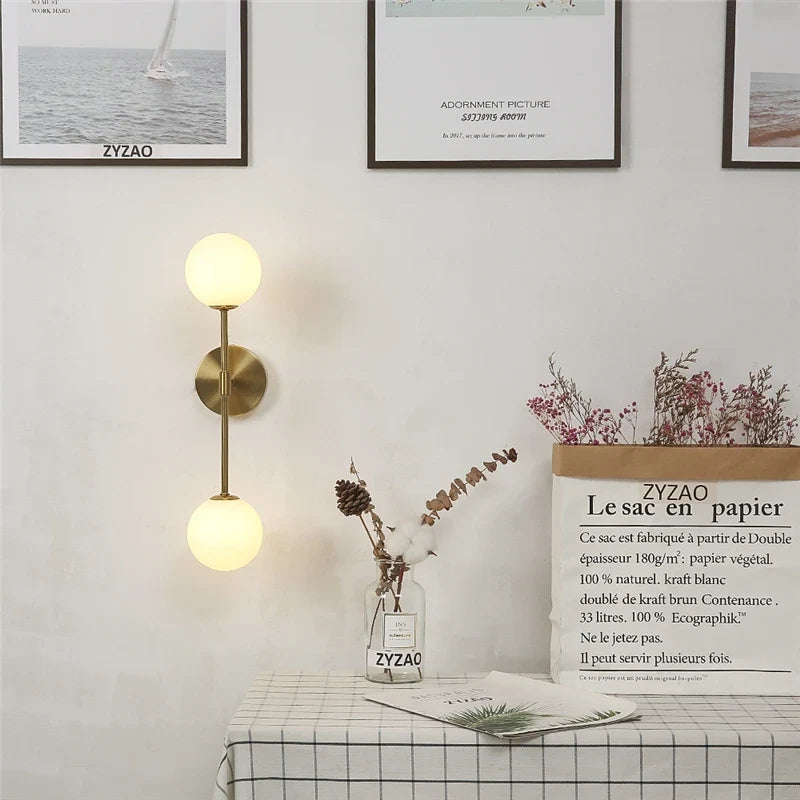 Applique murale — Post-modernes LED applique murale en verre Simple doré avec ampoule G9 nordique créative chambre salon allée lampe de chevet