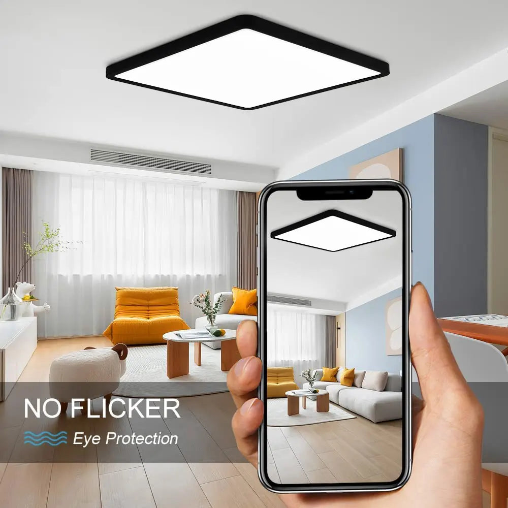 Plafonnier Tuya Smart LED App commande vocale Alexa Google télécommande plafonniers carrés salon chambre éclairage Adrien Courbe - Une Silhouette Graphique Affirmée