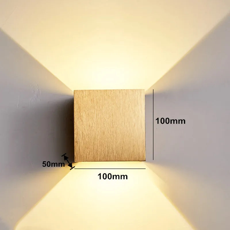 Applique murale — LED lumière extérieure étanche IP65 porche jardin applique et intérieur chambre chevet décoration éclairage lampe en aluminium doré