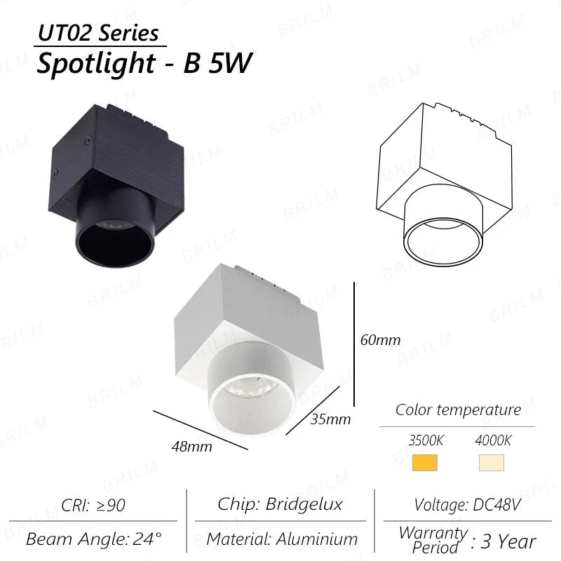 Luminaire — Rail d'éclairage magnétique ultra fin montage en surface pour magasin