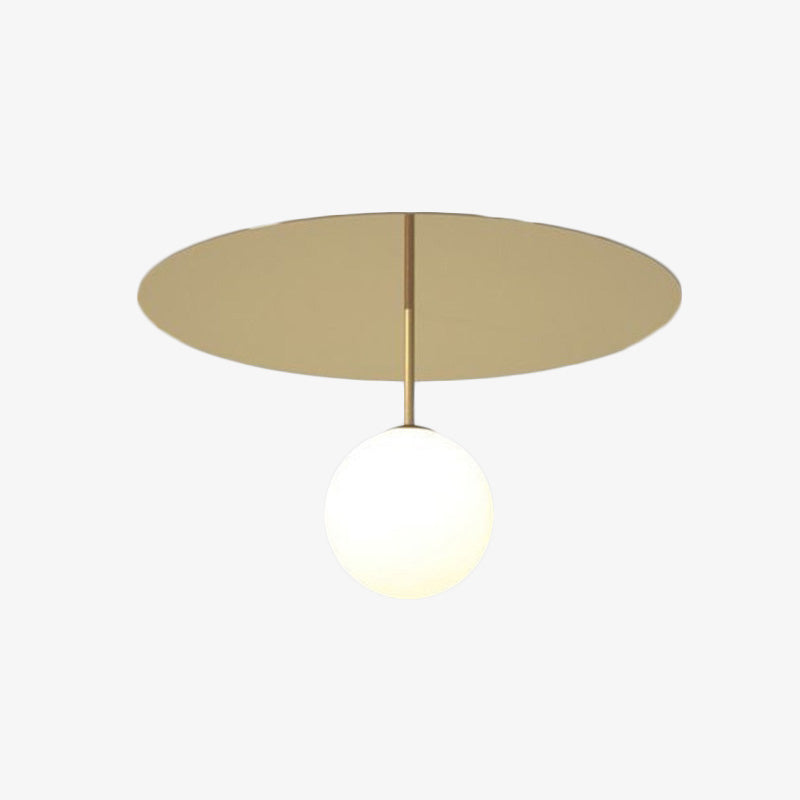 Plafonnier moderne LED base circulaire et perle lumineuse Auggie Tiphaine Échappée en Verre - Reflets Subtils & Décor Raffiné