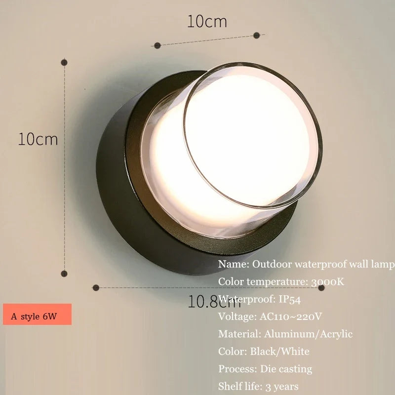 Applique murale — Extérieure moderne étanche en aluminium pour jardin et balcon