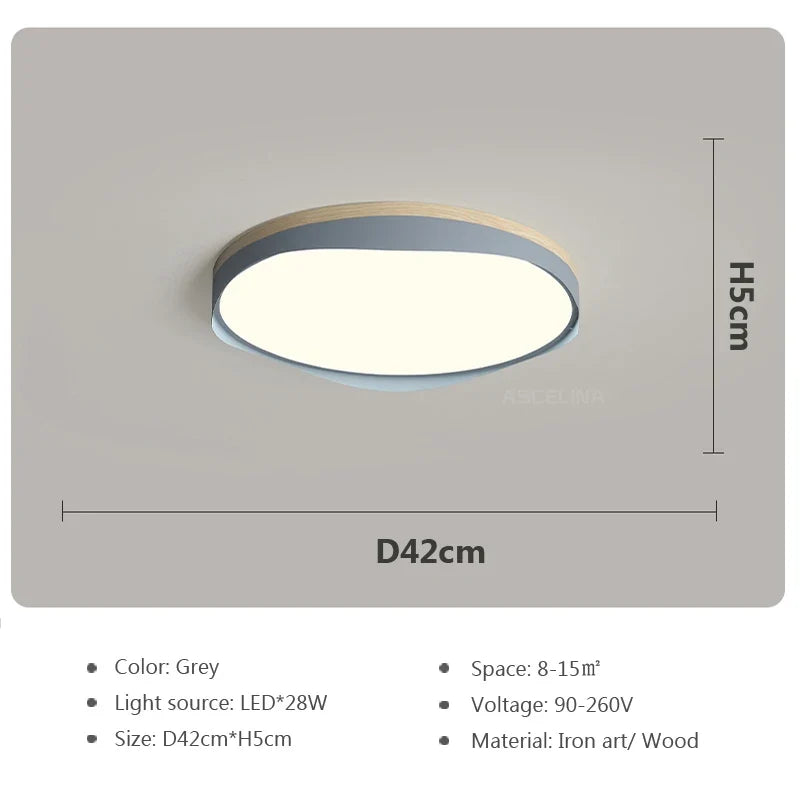 Plafonnier moderne à leds circulaire grain de bois éclairage décoratif Daphné Finesse - Matière Chaleureuse & Lignes Élégantes