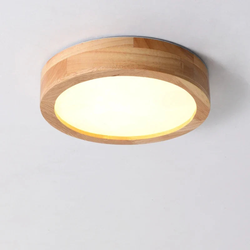 Plafonnier — LED rond simple en bois nordique lampen