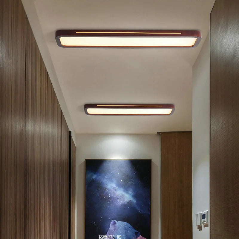 Plafonnier led ultra-mince moderne pour entrée et balcon Viviane Lueur en Bois - Matière Chaleureuse & Lignes Élégantes