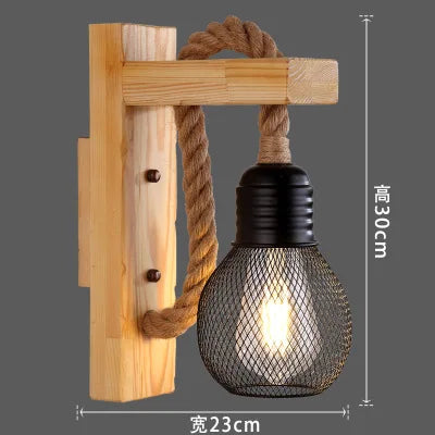 Applique murale Industrielle Armand Rivage en Corde de Chanvre et Bois — Bois B