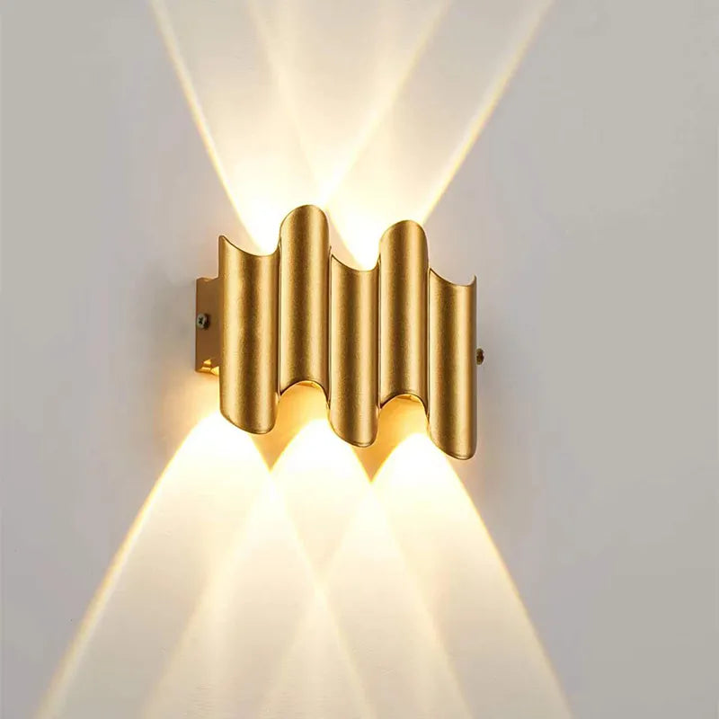 Applique murale — LED lumière extérieure étanche IP65 porche jardin applique et intérieur chambre chevet décoration éclairage lampe en aluminium doré