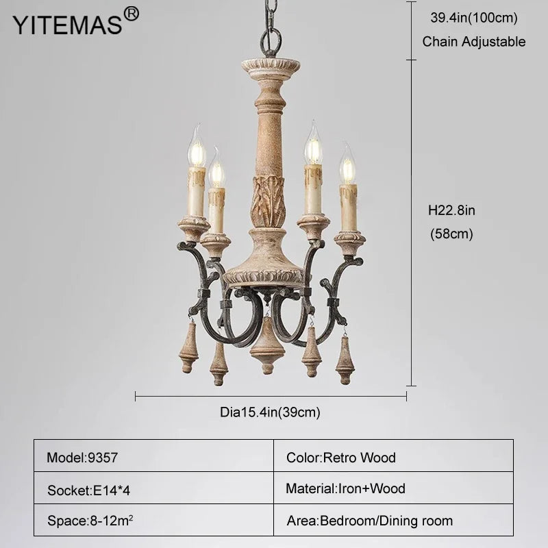 Lustre — Rétro en bois pour décoration intérieure élégante et raffinée