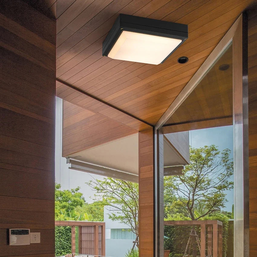 Plafonnier extérieur étanche pour éclairage de jardin et terrasse Célestin Courbe en Aluminium - Caractère & Élégance dans le Décor