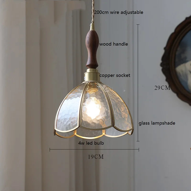 lampe à main vintage nordique avec verre coloré et cuivre