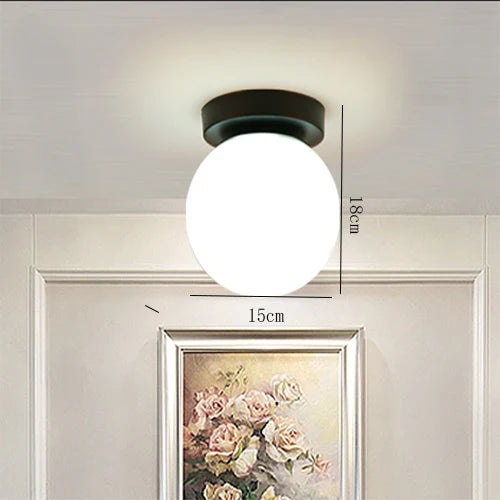 Plafonnier — Nordique Simple moderne rond boule de verre plafonnier salon éclairage couloir plafonnier chambre lampe lumière LED