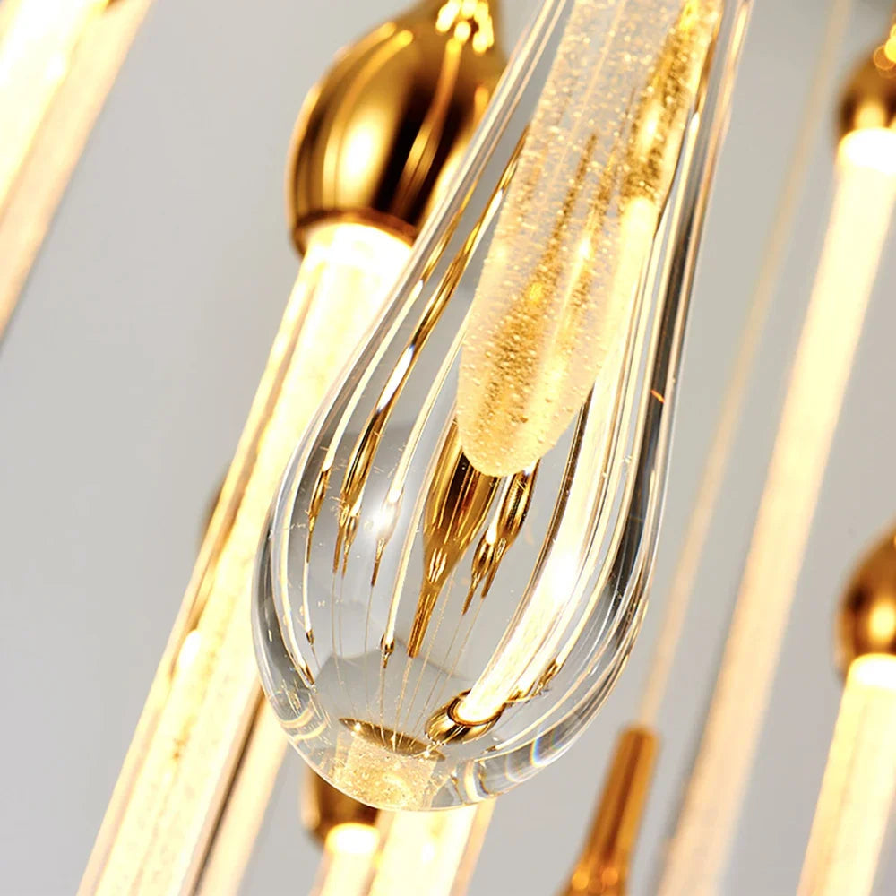 Lustre — LED moderne en cristal pour grand escalier