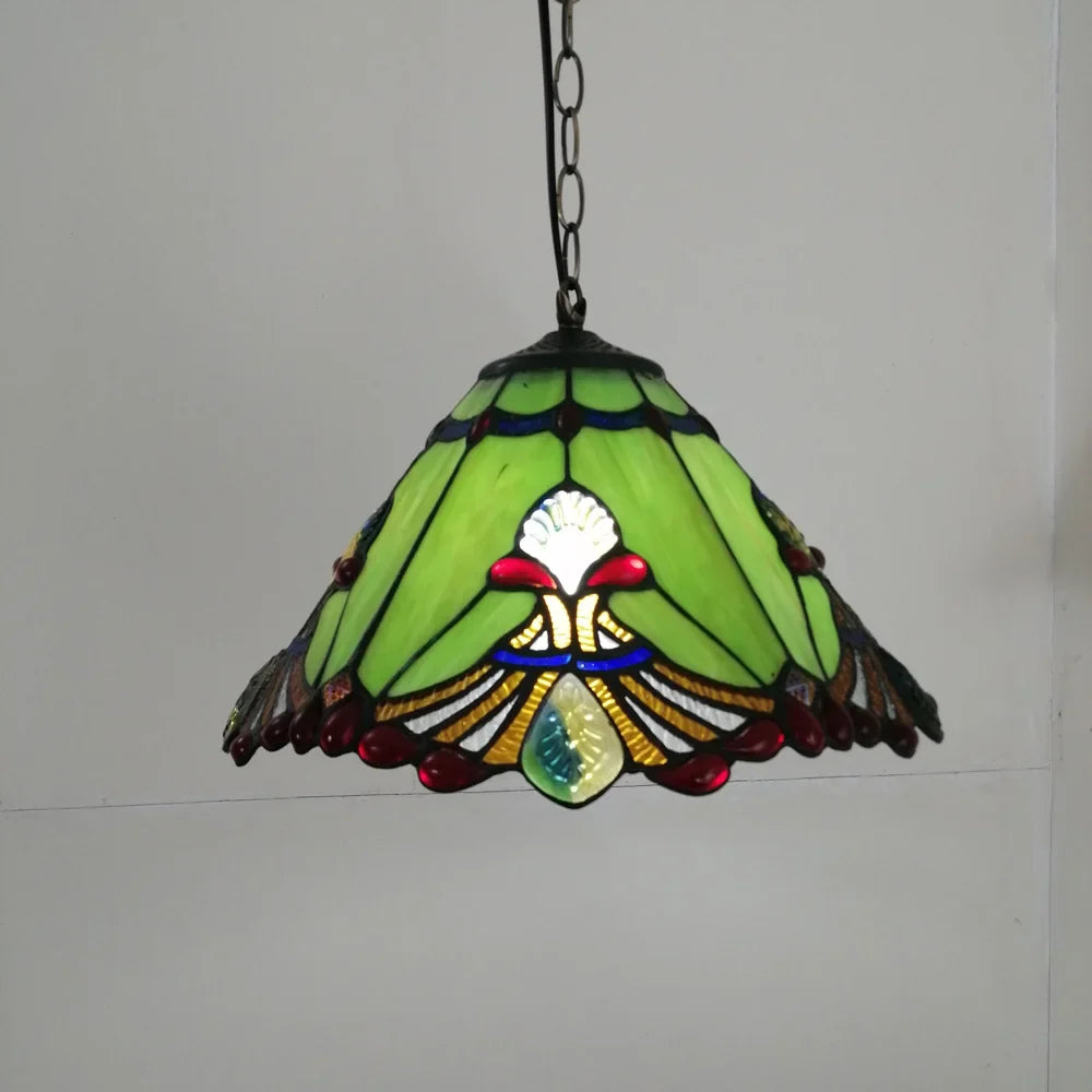 Lustre tiffany vitrail style méditerranéen pour intérieur élégant Héloïse Alizé en Verre - Reflets Délicats & Élégance Visuelle