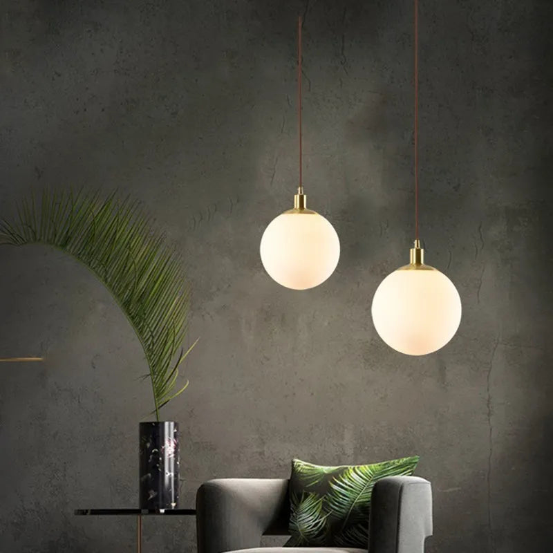 Suspension — En verre nordique 8-50 cm boule ronde lampes suspendues pour la maison pour Bar chambre salon café décoration Luminaires Lustre
