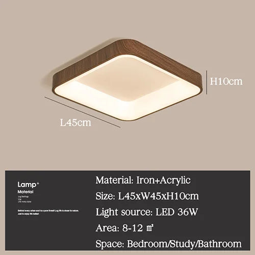 Plafonnier — LED imitation bois éclairage rond rectangle carré