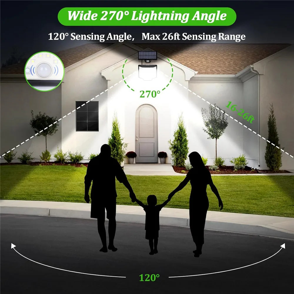 Luminaire — Lumière solaire extérieure 166 LED avec capteur de mouvement et télécommande