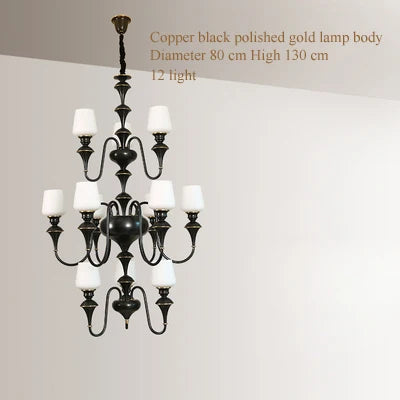Lustre — À LED en cuivre noir pour décoration d'hôtel élégant
