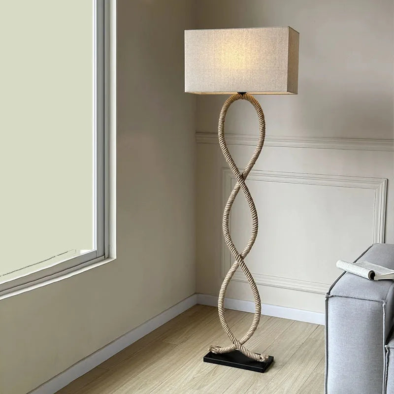 Lampadaire Wabi-sabi Zélie Rivage en Corde de Chanvre