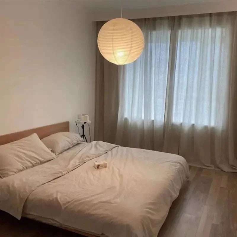 Abat-jour rond à suspendre en papier, style moderne et vintage – Orbéane