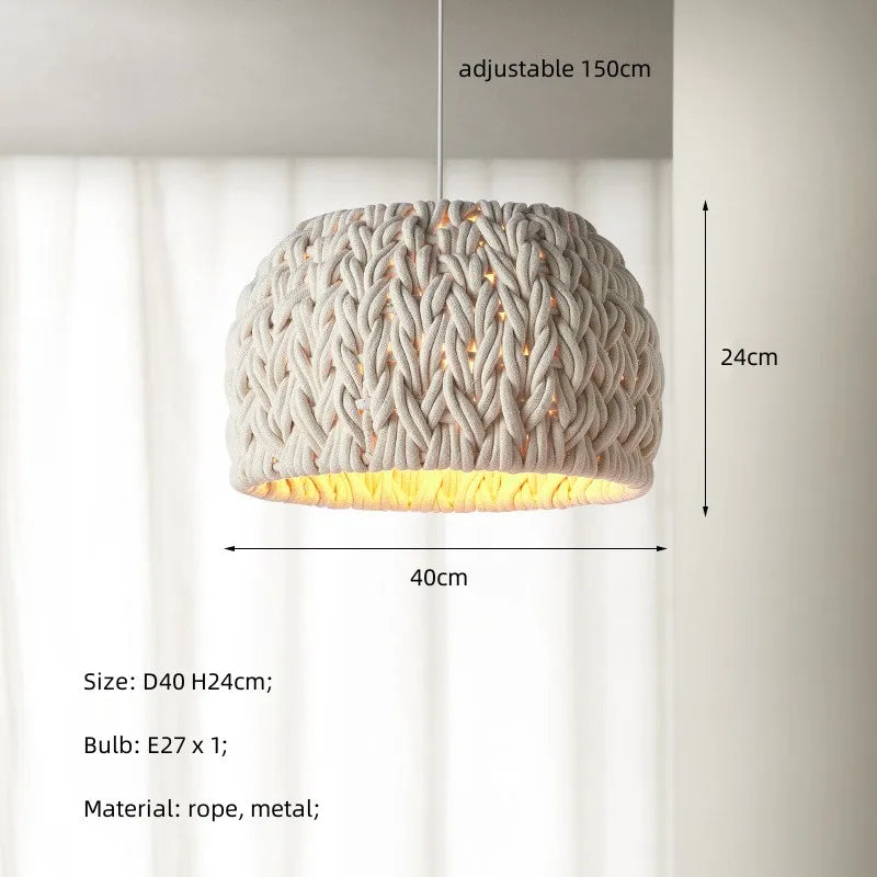 Lustre Wabi-sabi Aurore Sillage en Corde — D40cm / Lumière chaude 3000K ; D40cm / Lumière trichromatique ; D40cm / Lumière blanche 6000K ; D40cm / Lumière neutre 4500K