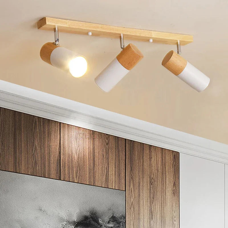 Plafonnier en bois avec projecteur rotatif réglable décoratif Orson Sonate - Une Présence Naturelle Apaisante