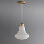 Solara Suspension en Verre Opale Canneleur Cloche Laiton Vintage - Neutralighting