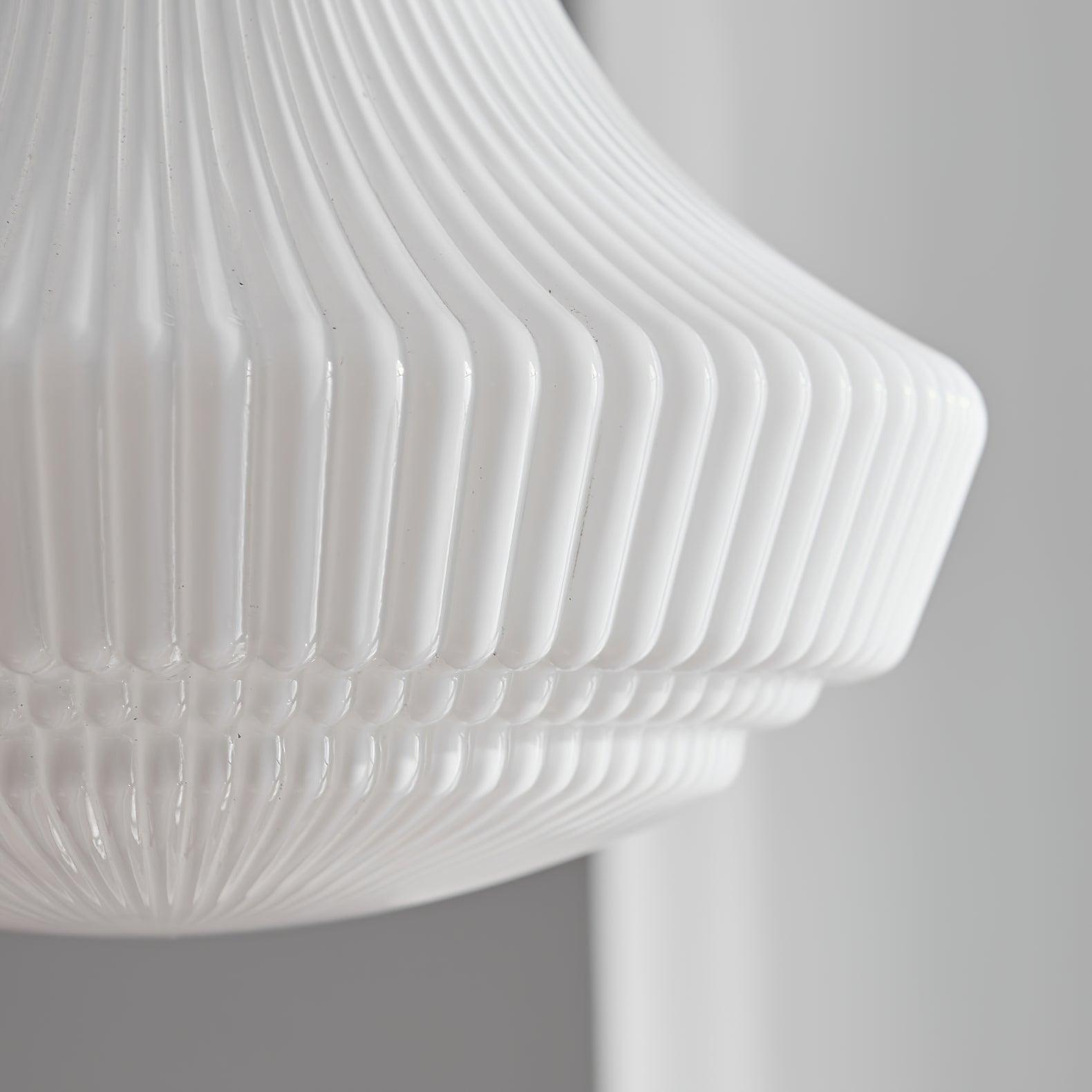 Solara Suspension en Verre Opale Canneleur Cloche Laiton Vintage - Neutralighting