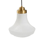 Solara Suspension en Verre Opale Canneleur Cloche Laiton Vintage - Neutralighting
