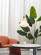 Solara Suspension en Verre Opale Canneleur Cloche Laiton Vintage - Neutralighting