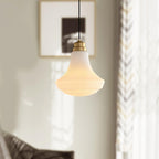 Solara Suspension en Verre Opale Canneleur Cloche Laiton Vintage - Neutralighting