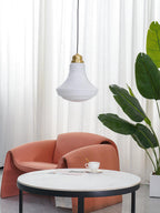 Solara Suspension en Verre Opale Canneleur Cloche Laiton Vintage - Neutralighting