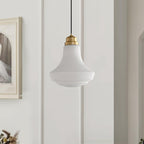 Solara Suspension en Verre Opale Canneleur Cloche Laiton Vintage - Neutralighting