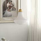 Solara Suspension en Verre Opale Canneleur Cloche Laiton Vintage - Neutralighting