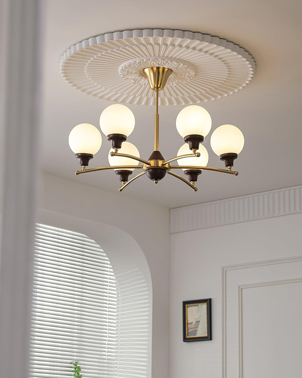 Sciolari Lustre Bois de Noyer Bras Courbés - Neutralighting