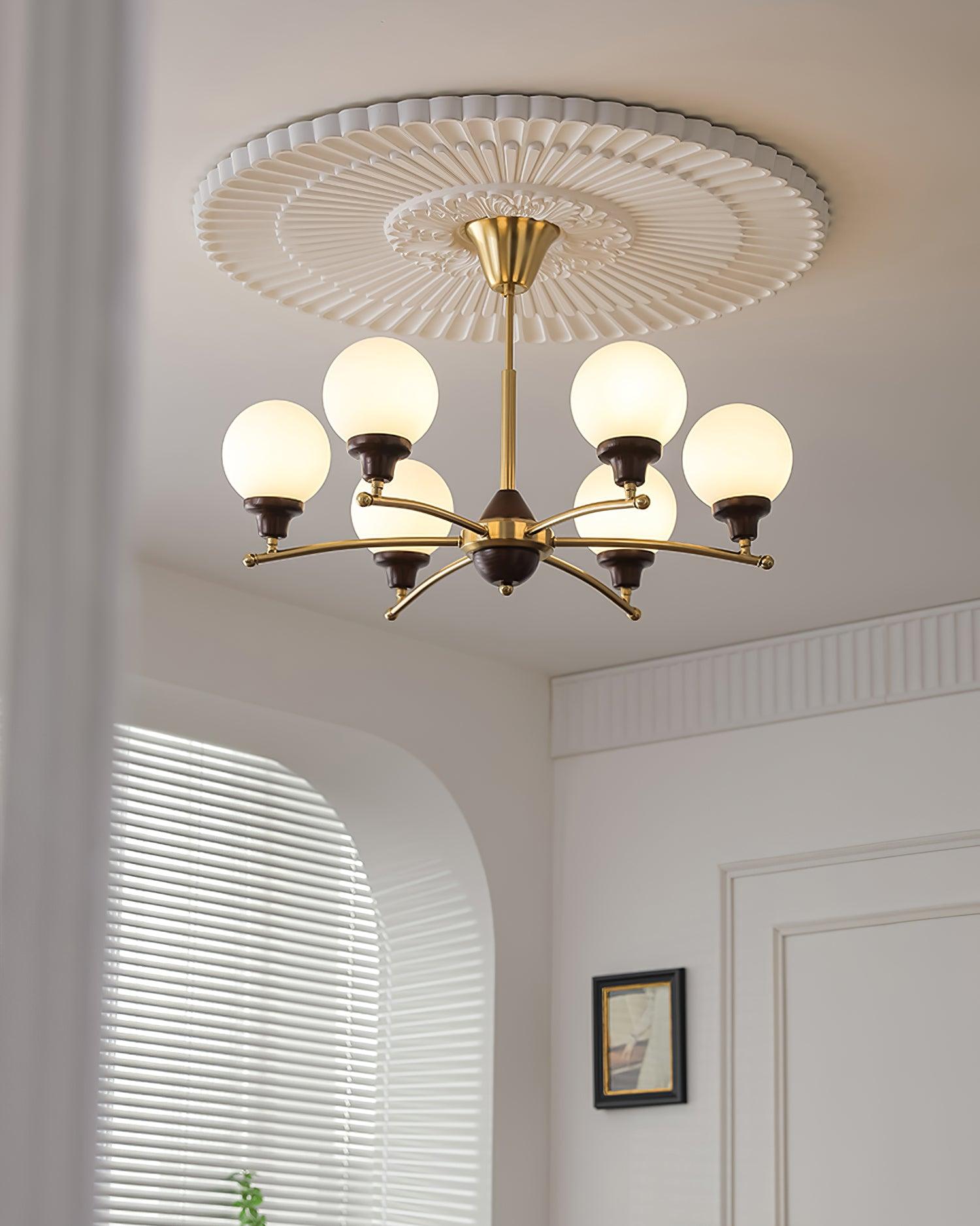 Sciolari Lustre Bois de Noyer Bras Courbés - Neutralighting