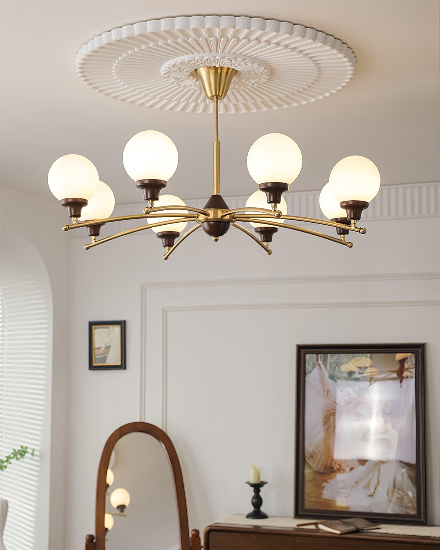 Sciolari Lustre Bois de Noyer Bras Courbés - Neutralighting
