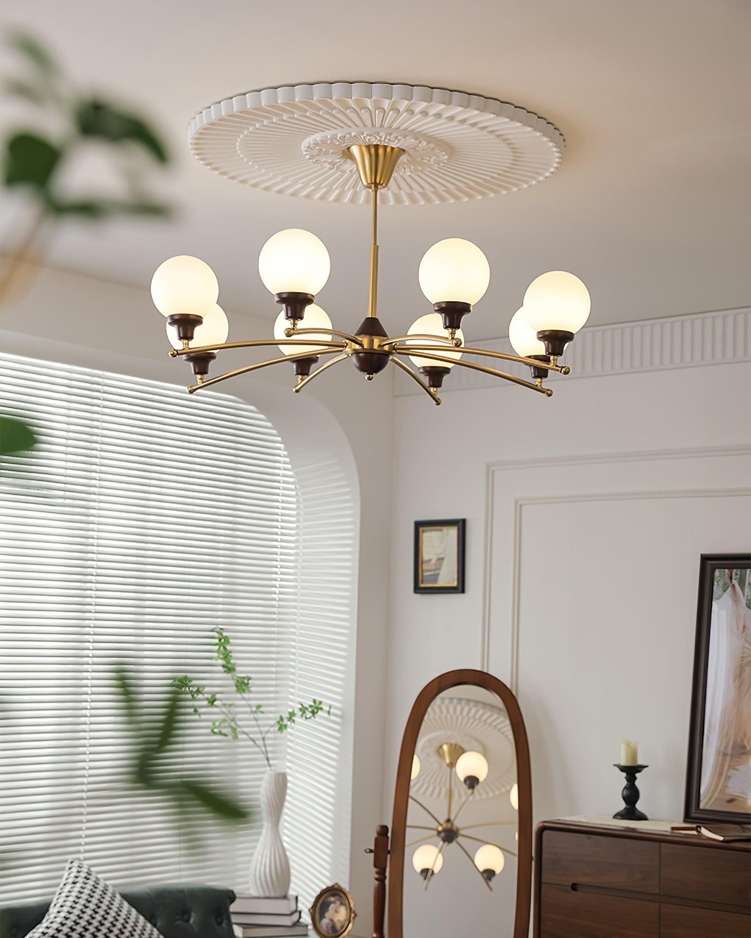 Sciolari Lustre Bois de Noyer Bras Courbés - Neutralighting