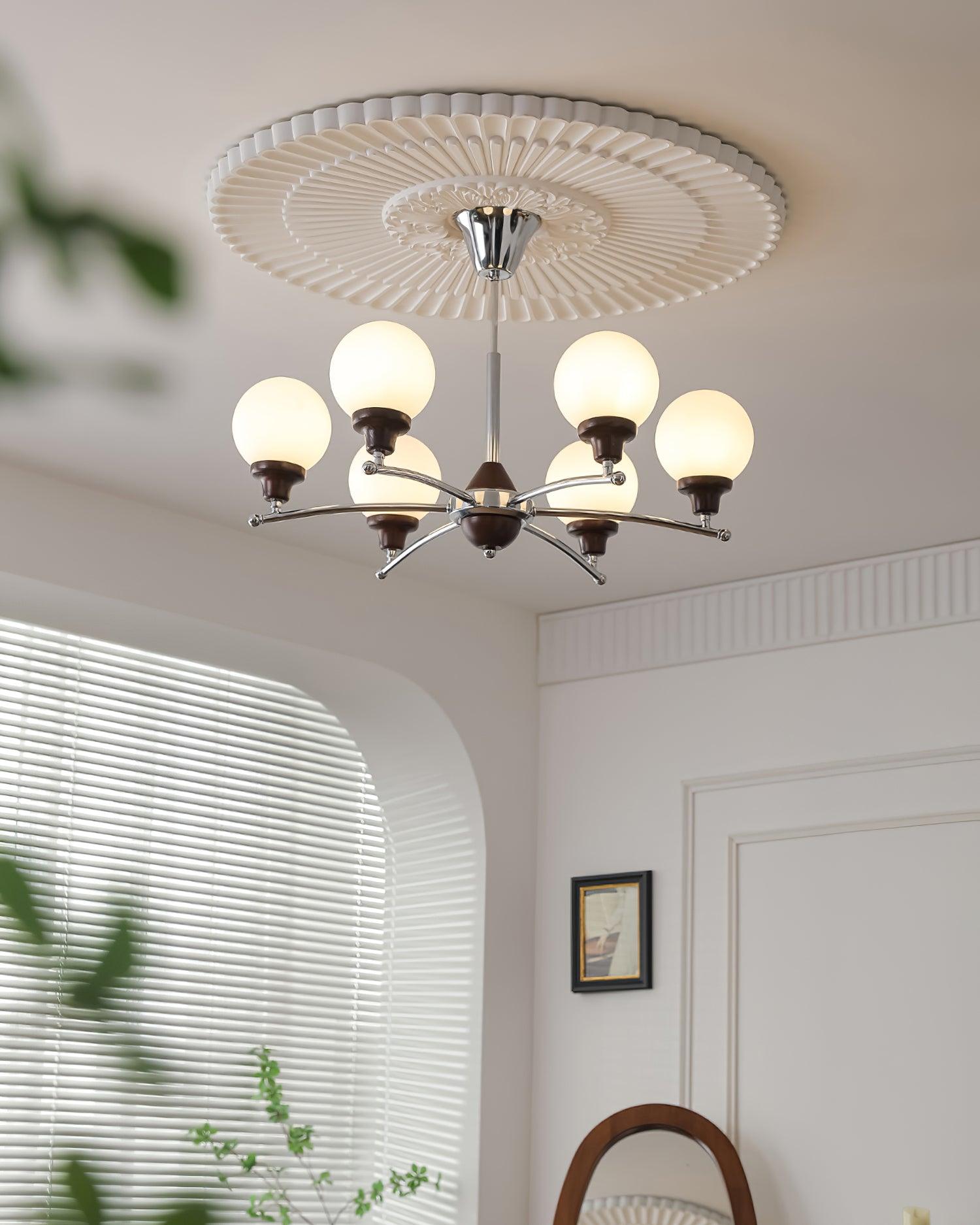 Sciolari Lustre Bois de Noyer Bras Courbés - Neutralighting