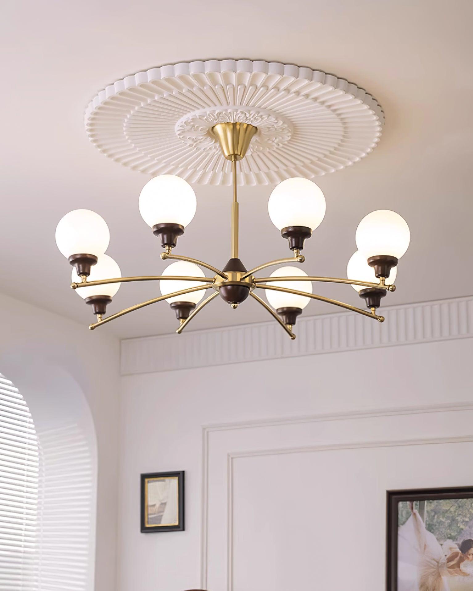 Sciolari Lustre Bois de Noyer Bras Courbés - Neutralighting