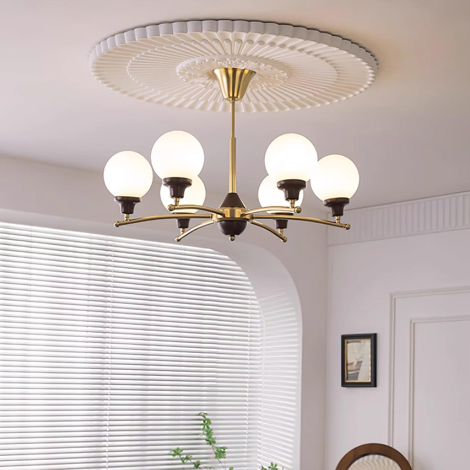Sciolari Lustre Bois de Noyer Bras Courbés - Neutralighting