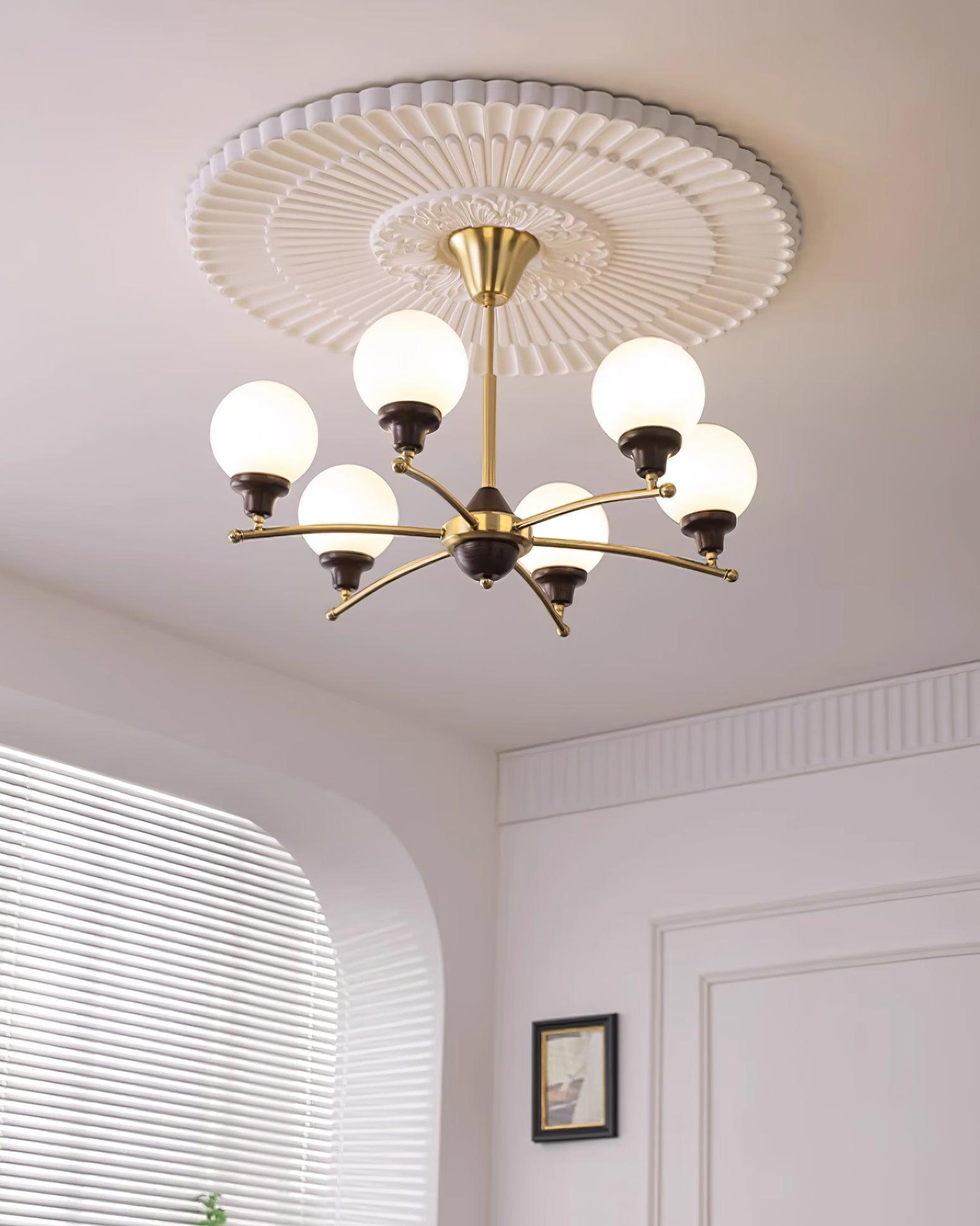 Sciolari Lustre Bois de Noyer Bras Courbés - Neutralighting