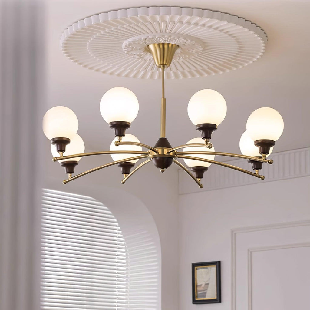 Sciolari Lustre Bois de Noyer Bras Courbés - Neutralighting